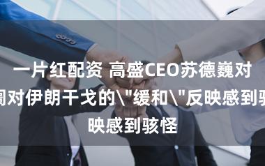 一片红配资 高盛CEO苏德巍对阛阓对伊朗干戈的＂缓和＂反映感到骇怪