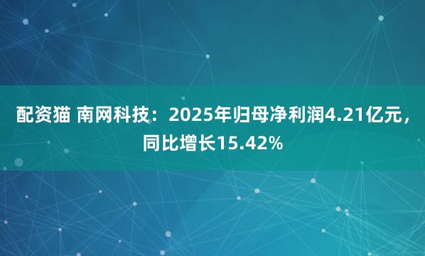 配资猫 南网科技：2025年归母净利润4.21亿元，同比增长15.42%