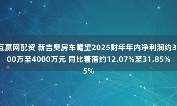互赢网配资 新吉奥房车瞻望2025财年年内净利润约3100万至4000万元 同比着落约12.07%至31.85%